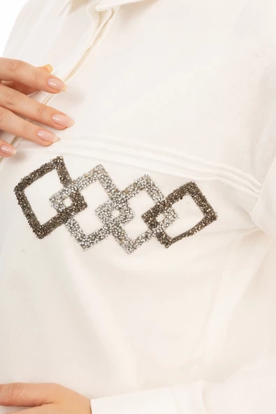 TAŞLI GÖMLEK - Ekru - 7