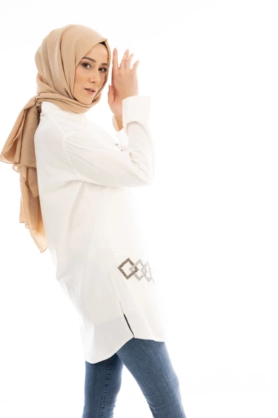 TAŞLI GÖMLEK - Ekru - 5