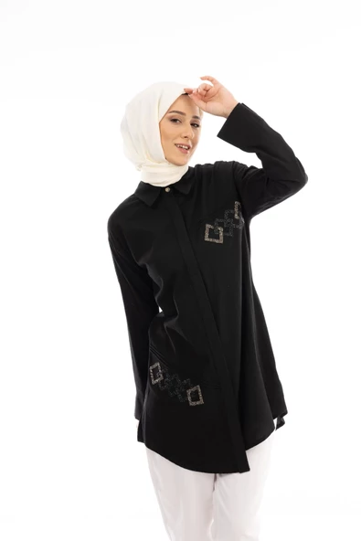 TAŞLI GÖMLEK - Siyah - 6