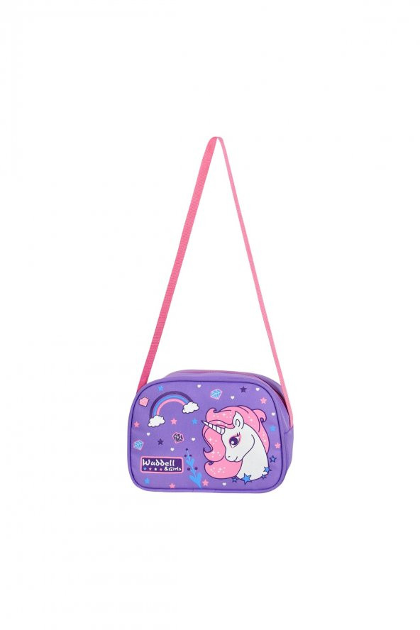 Waddell Little Horse Desenli İlkokul Çantası ve Beslenme Çantası Lila Kayısı 6004 - 6