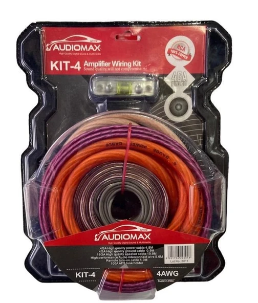 AUDIOMAX MX-KIT4 ANFİ TESİSAT KABLO SETİ OTO MÜZİK MONTAJ KABLO SETİ - 1