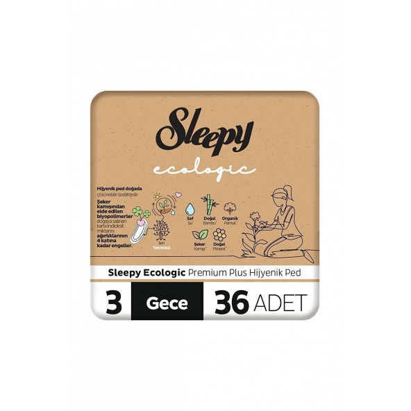 Sleepy Ecologic Premium Plus Hijyenik Ped Gece 36 Adet