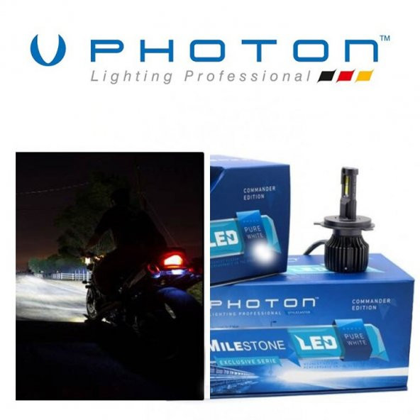 Photon Milestone H4 Led - 1 Adet Motorsiklet İçin - 12000 Lume