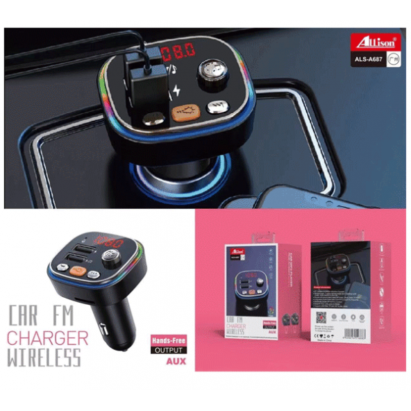 Allison A687 Bluetooth FM Transmitter and Bluetooth MP3 & Araç şarjı