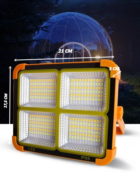 Taşınabilir Solarlı Çalışma Ve Kamp Işığı, Powerbanklı Güneş Enerjili Işıldak, Fener 336 Ledli - 5