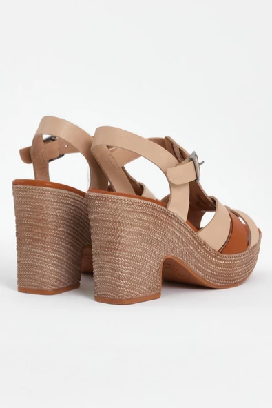 VENÜS 23027603Y PLATFORM TOPUK DERİ GENÇ KADIN SANDALET - 5