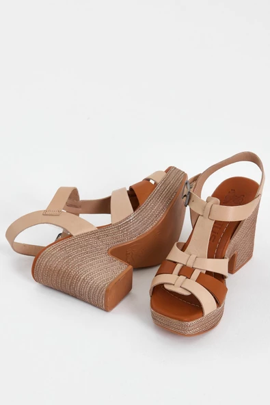 VENÜS 23027603Y PLATFORM TOPUK DERİ GENÇ KADIN SANDALET - 7