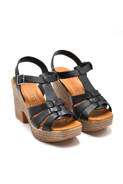VENÜS 23027603Y PLATFORM TOPUK DERİ GENÇ KADIN SANDALET - 2