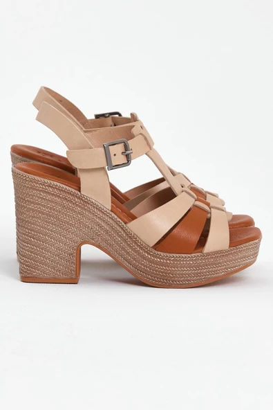 VENÜS 23027603Y PLATFORM TOPUK DERİ GENÇ KADIN SANDALET - 4