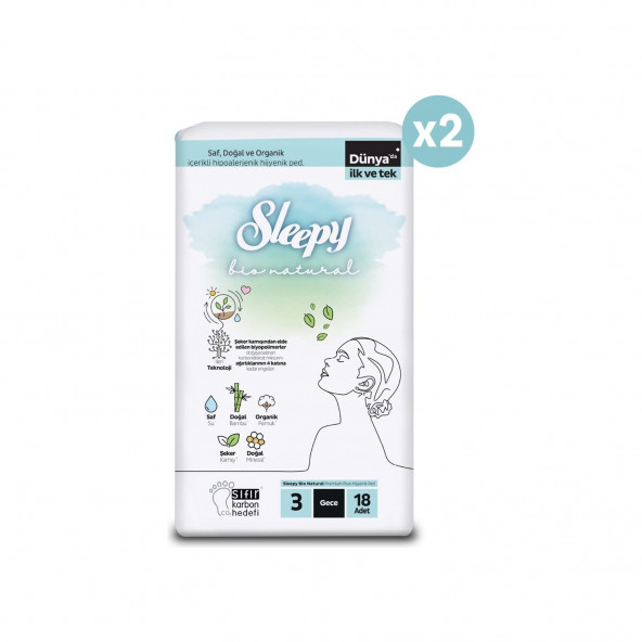 Sleepy Bio Natural Premium Plus Hijyenik Ped Gece 36 Adet - 2
