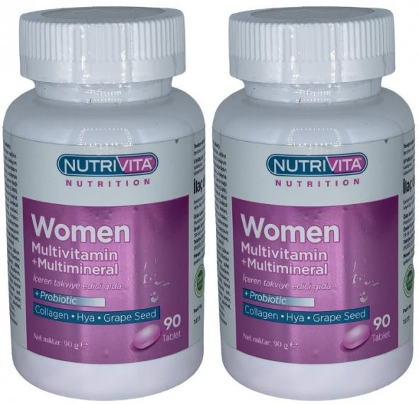 Nutrivita Nutrition Women Multivitamin Multimineral 2x90 Tablet Probiotic Hidrolize Collagen