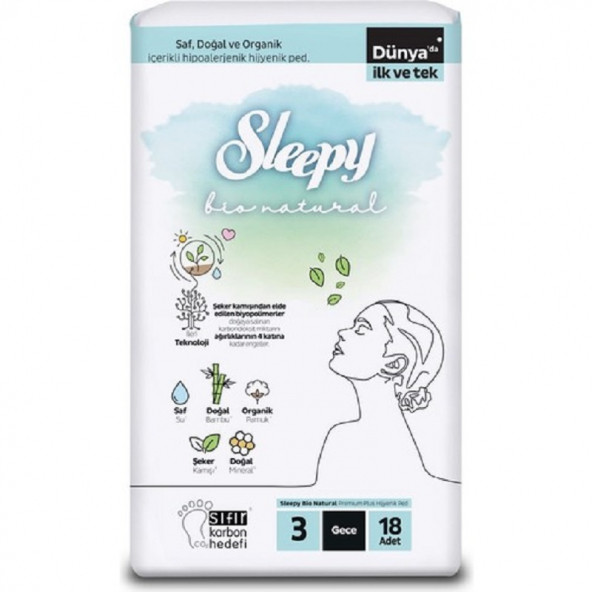 Sleepy Bio Natural Premium Plus Hijyenik Ped Gece 54 Adet - 3