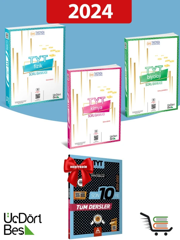 345 TYT Fizik-Kimya-Biyoloji 2024 Model Soru Bankaları Çıkmış Sorular Hediyeli Set ürün görseli 1