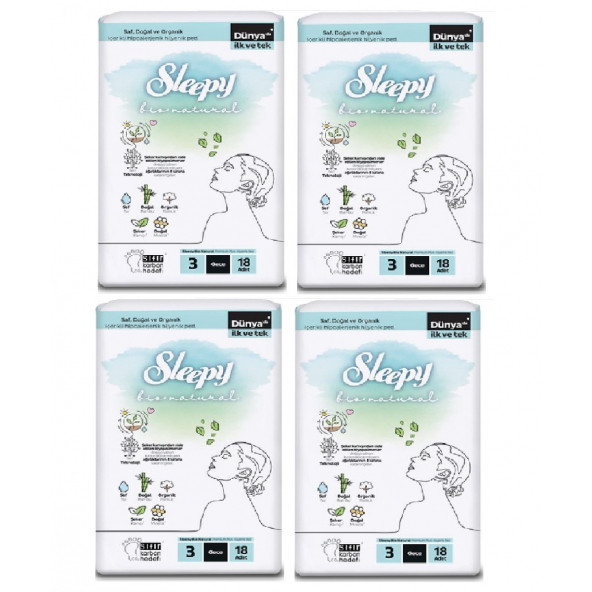 Sleepy Bio Natural Premium Plus Hijyenik Ped Gece 72 Adet
