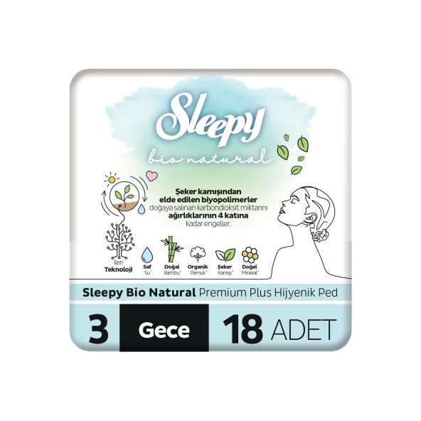 Sleepy Bio Natural Premium Plus Hijyenik Ped Gece 72 Adet - 2
