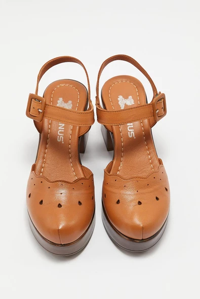 VENÜS 2217001Y PLATFORM TOPUK ÖNÜ KAPALI DERİ KADIN SANDALET - 5