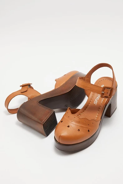 VENÜS 2217001Y PLATFORM TOPUK ÖNÜ KAPALI DERİ KADIN SANDALET - 6