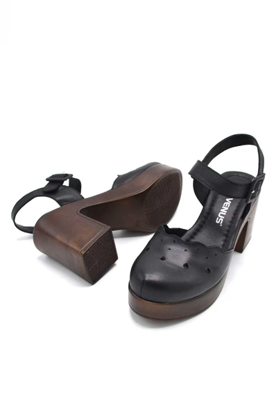 VENÜS 2217001Y PLATFORM TOPUK ÖNÜ KAPALI DERİ KADIN SANDALET - 10