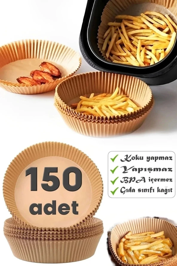 Airfryer Pişirme Kağıdı Hava Fritözü Yağ Geçirmez Kalıp Uyumlu Pratik Kullan 150li Kağıt Tabak