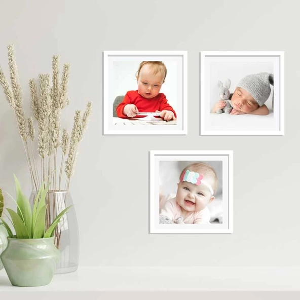 Beyaz Kare Çerçeve - 3 Adet - 3