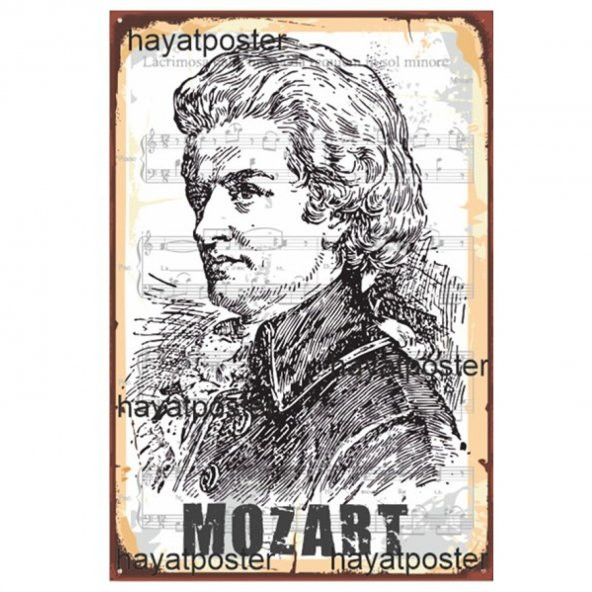 Mozart Retro Vintage Ahşap Poster 10*20 Cm