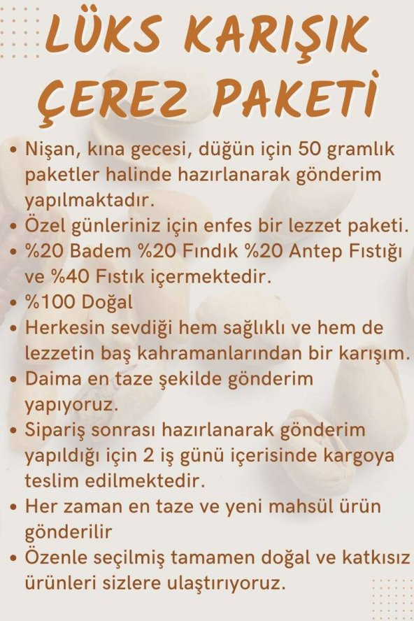 Kına Düğün Nişan Lüks Karışık Çerez Paketi  50 G x 100 Adet - 6
