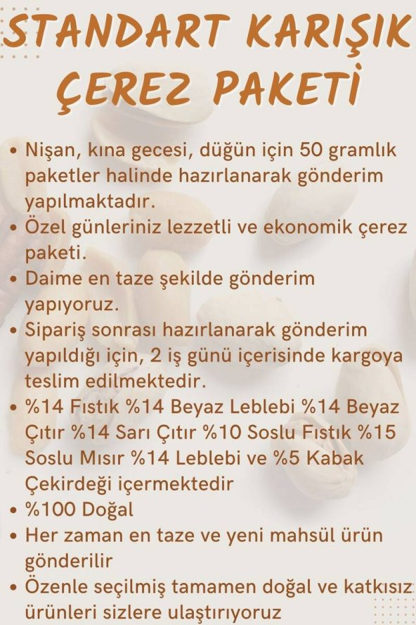 Kına Düğün Nişan Ekonomik Standart Karışık Çerez Paketi  50 G x 50 Adet - 5