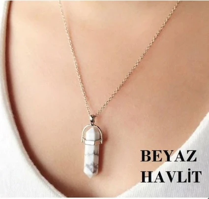 Gerçek Havlit Doğal Taşı Çivi Model Deri ipli Kolye (KARGO BEDAVA)