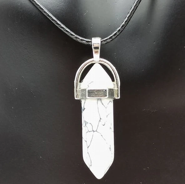 Gerçek Havlit Doğal Taşı Çivi Model Deri ipli Kolye (KARGO BEDAVA) ürün görseli 1