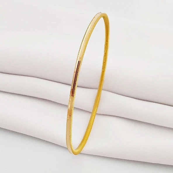 Garantili Gold Gerçek Altın Görünümlü ince Ajda Ray Parlak Sade 1 Adet Bilezik ürün görseli 1