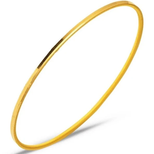Garantili Gold Gerçek Altın Görünümlü ince Ajda Ray Parlak Sade 1 Adet Bilezik ürün görseli 1