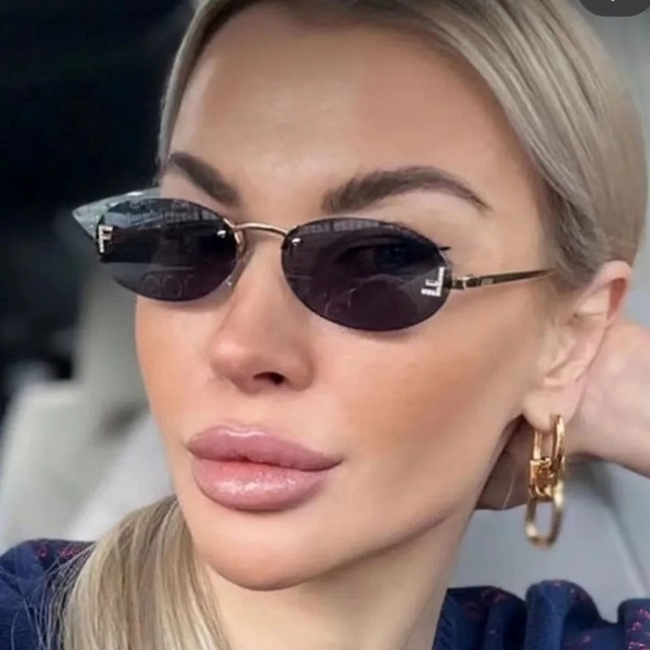 Bayan Güneş Gözlüğü 2024 F Model Siyah Renk Yeni Sezon UV Korumalı + Saklama Kap Hediyeli ürün görseli 1