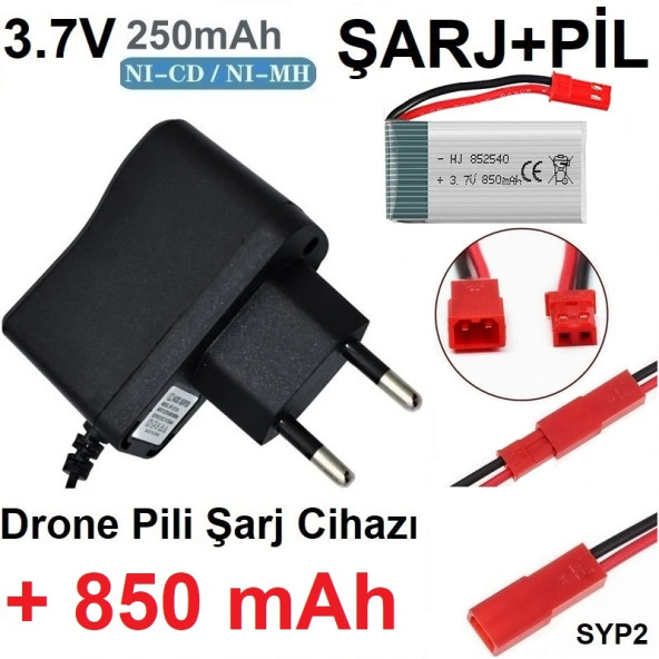 Drone Pili Şarj Cihazı + 850 Mah Pil Syp2 Ph Mx2.0 Fiş Güç Adaptörü 3.7v 250mah ürün görseli