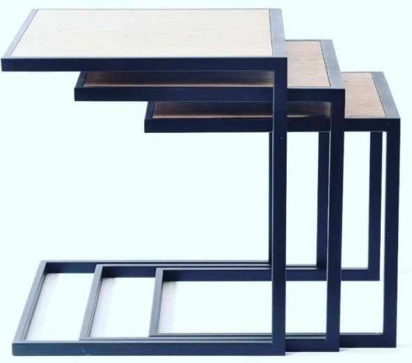 Zigon ZLF 3LÜ 14097C Model Metal Siyah fırın boya MDF siyah mermer tabla Elyapım ürün görseli