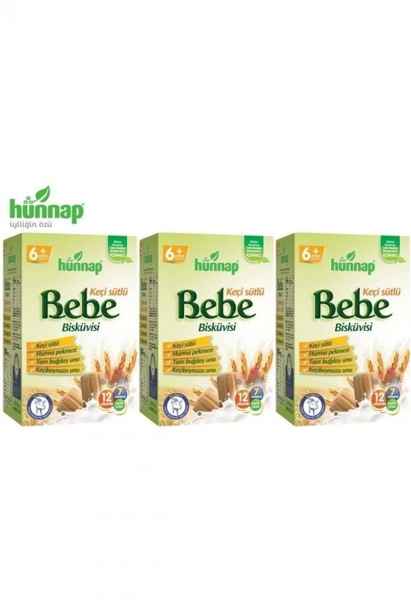 Hunnap Bebe Bisküvisi Keçi Sütlü 400 Gr X 3 Adet