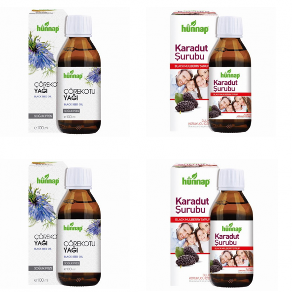 Hünnap 2 adet Karadut Şurubu+ 2 adet Çörekotu Yağı