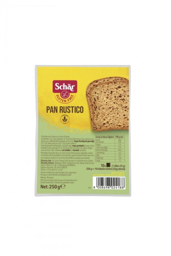 Glutensiz Rustico 250g Lifli Ekmek (8 ADET)