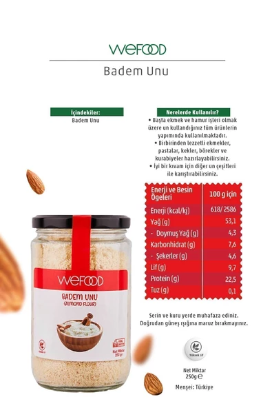 Wefood Glutensiz Badem Unu 250 gr - 3