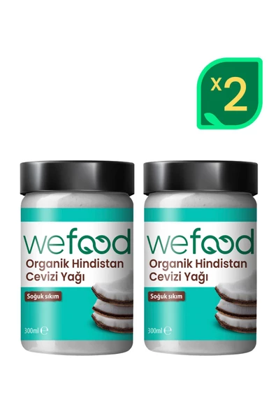 Wefood Organik Hindistan Cevizi Yağı 300 ml 2'li (Soğuk Sıkım)