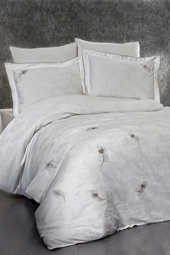 Nakışlı %100 Pamuk Saten Nevresim Takımı Carmen Çift Kişilik 6 Parça - 2