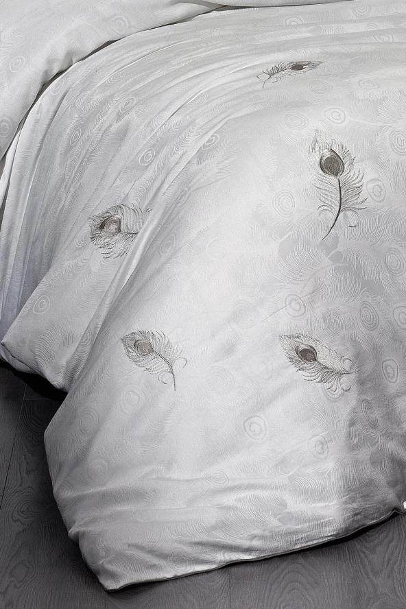 Nakışlı %100 Pamuk Saten Nevresim Takımı Carmen Çift Kişilik 6 Parça - 4