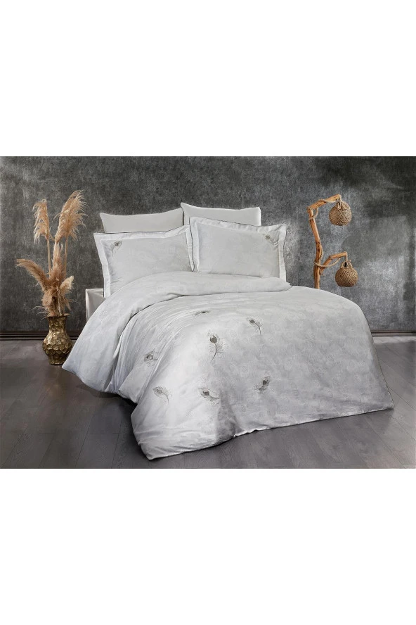 Nakışlı %100 Pamuk Saten Nevresim Takımı Carmen Çift Kişilik 6 Parça - 7