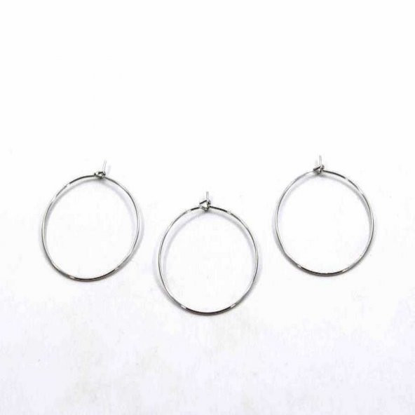 30 mm Nikel Renk Halka Küpe Takı Malzemesi 20 Adet - 4