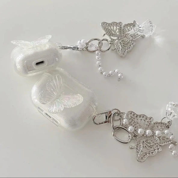 Kelebekli Simli 1/2 Nesil Uyumlu Airpods Kılıf - 2