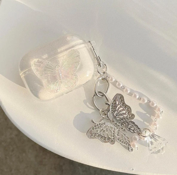 Kelebekli Simli 1/2 Nesil Uyumlu Airpods Kılıf - 4