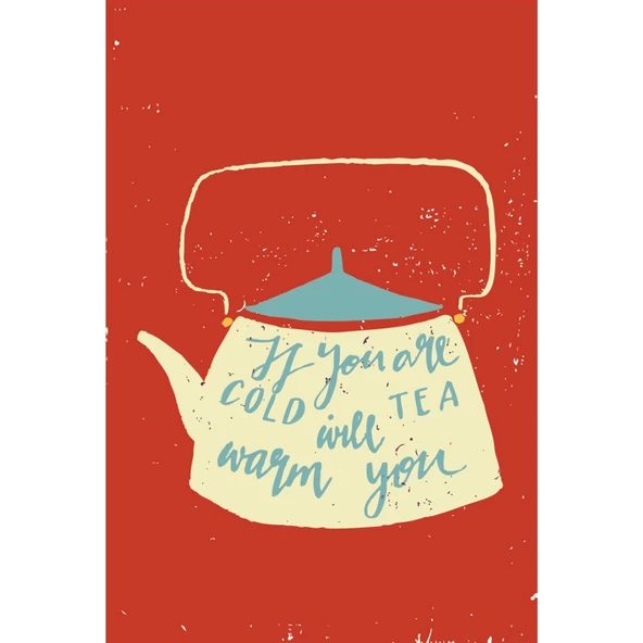 Pastel Tonda Renkli Çaydanlık Retro Ahşap Poster 10*20 Cm