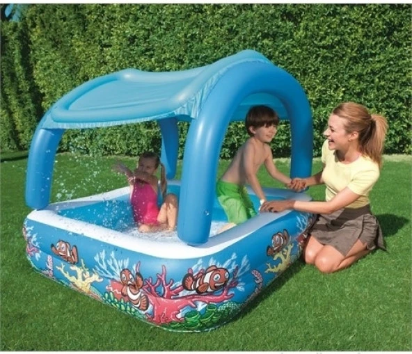 Bestway Şişme Zemin,  Üstü Çıkarılabilir UV Korumalı Şişme Çocuk Havuzu (147x147x122cm)- 52192 - 8