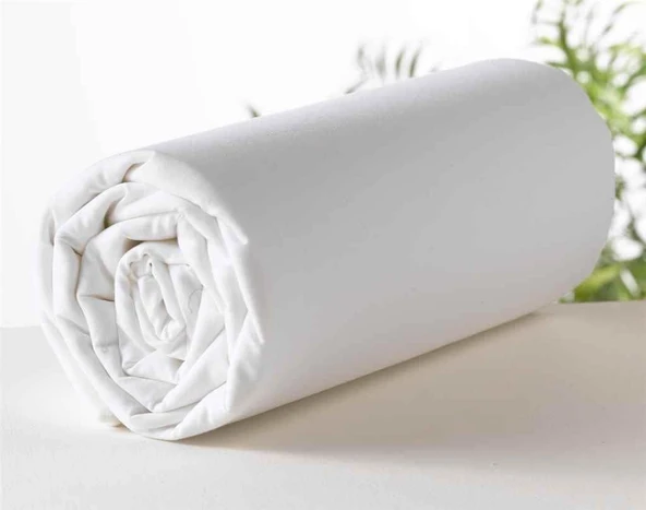 Makiteks Yüzde Yüz Pamuklu 100x200+50x70 Beyaz Tek Kişilik Lastikli Çarşaf ve Yastık Kılıfı Seti - Resim 2