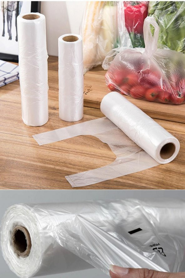 Rulo Şeffaf Market Poşet Torba - Hışır Atlet Poşet - Büyük Boy - 200 Adetlik 20 Rulo / Koli - Resim 6