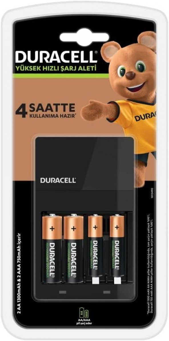 Duracell CEF 14 Pil Şarj Aleti 1300 mAh AA 2'li Şarj Edilebilir Pil